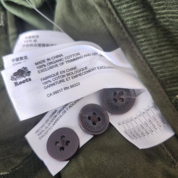 C22   Roots Cool corduroy Organic cotton Moss Green w/elastic waist & pockets - Picture 5 of 5